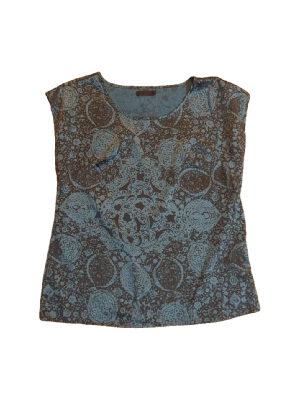 The Limited Blouse Large Teal Brown Grey Satin